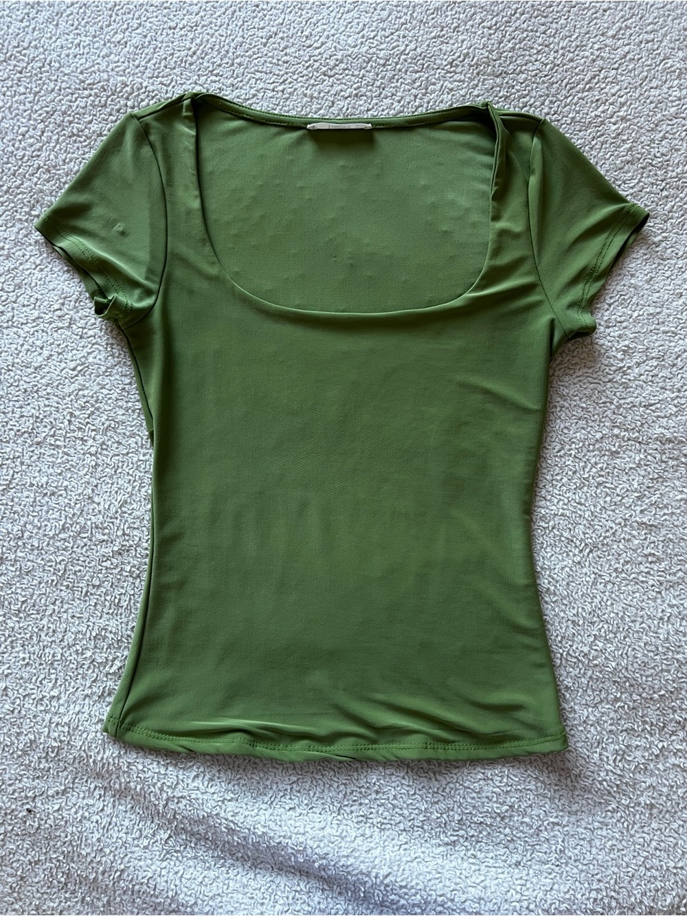 Timing Olive Green Scoop Neck Short Sleeve Top